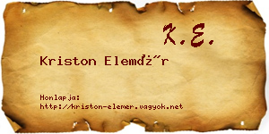 Kriston Elemér névjegykártya